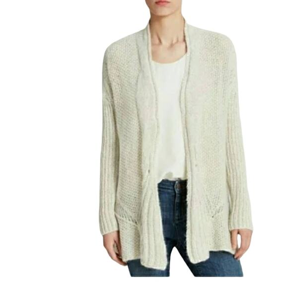 Eileen Fisher Airy Cascading Open Cable Cardigan Linen Mohair Women's XS - Picture 1 of 7
